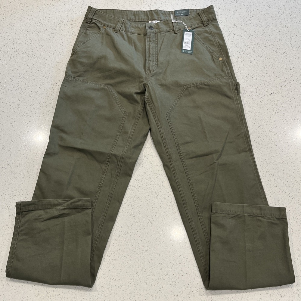 Alpine Design Utility Pants Mens 34x34 OD Green Organic Cotton Dbl Knee NWT